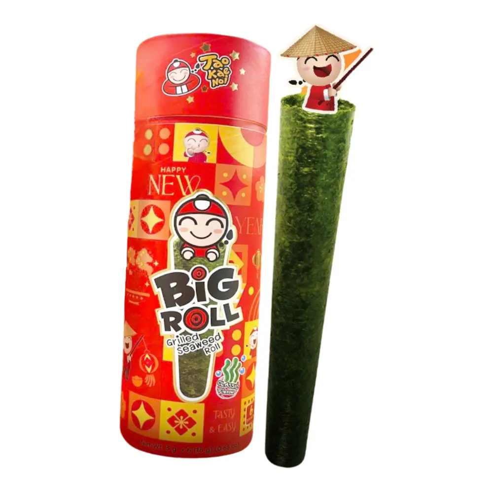 Rong Biển Cuộn Vị Truyền Thống, Big Roll, Grilled Seaweed Roll, Classic Flavour, 6 Gói, 0.63 oz (18g) - TAO KAE NOI